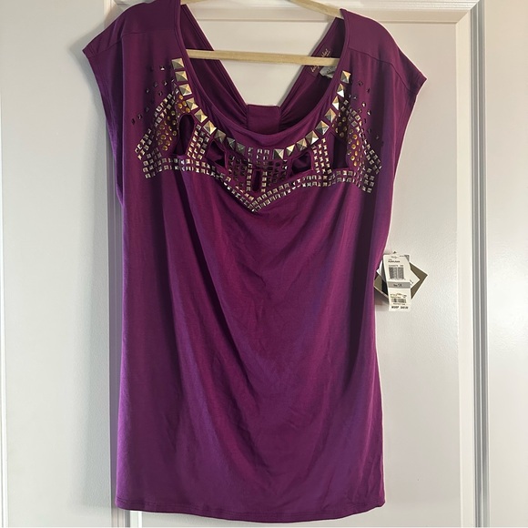 Baby Phat Purple Y2K Embellished Studded Top 1X NWT - Picture 1 of 10